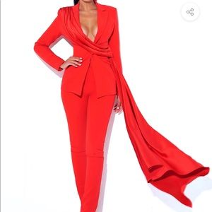 Red Blazer and Trousers suit. Size 6/8